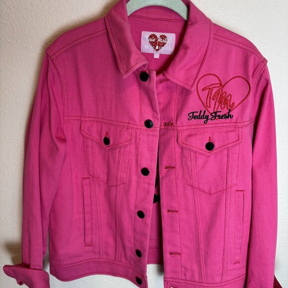 Teddy Fresh‎ x Trixie Mattel Embroidered Pink Trucker Jacket Unisex Sz Small - Picture 1 of 6